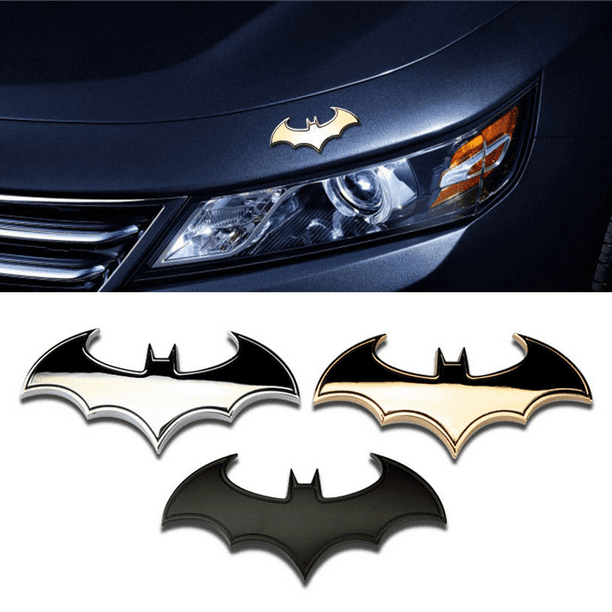 3D Chrome Metal Bat Man Style Auto Car Stickers Badge Emblem Batman Tail Decal 